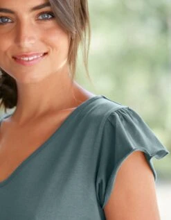 Tee-shirt Pyjama Manches Courtes Imprimé Placé "pétales De Fleurs" -Élégance Nuit Soldes Boutique 703605 C01 zoomx vue4