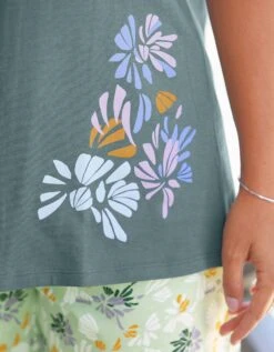 Tee-shirt Pyjama Manches Courtes Imprimé Placé "pétales De Fleurs" -Élégance Nuit Soldes Boutique 703605 C01 zoomx vue5