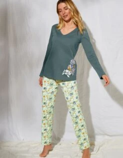 Tee-shirt Pyjama Manches Longues Imprimé Placé "pétales De Fleurs" -Élégance Nuit Soldes Boutique 703608 C01 zoomx vue3