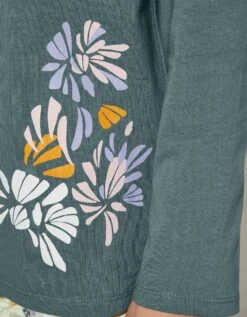 Tee-shirt Pyjama Manches Longues Imprimé Placé "pétales De Fleurs" -Élégance Nuit Soldes Boutique 703608 C01 zoomx vue4