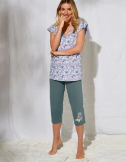 Pantacourt Pyjama Imprimé Placé "pétales De Fleurs" -Élégance Nuit Soldes Boutique 703612 01 4