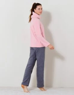 Pyjama Pantalon Col Boule Maille Polaire -Élégance Nuit Soldes Boutique 703615 C01 zoomx vue3