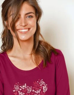 Chemise De Nuit Courte Manches Longues Motif "papillons" -Élégance Nuit Soldes Boutique 703619 C01 zoomx vue3