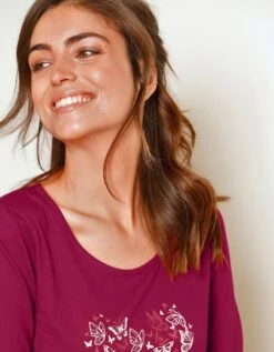 Chemise De Nuit Courte Manches Longues Motif "papillons" -Élégance Nuit Soldes Boutique 703619 C01 zoomx vue5