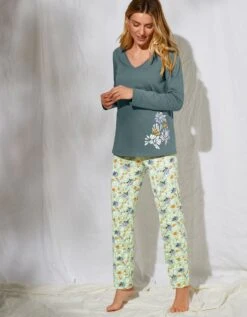 Pantalon Pyjama Coton Imprimé "pétales" -Élégance Nuit Soldes Boutique 703624 C01 zoomx vue3