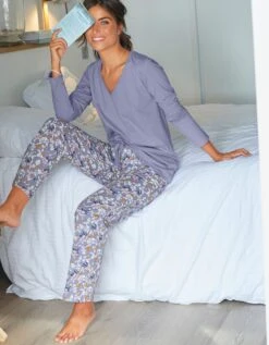 Pantalon Pyjama Coton Imprimé "pétales" 9 Pantalon Pyjama Coton Imprimé "pétales" -Élégance Nuit Soldes Boutique 703624 C02 zoomx vue3