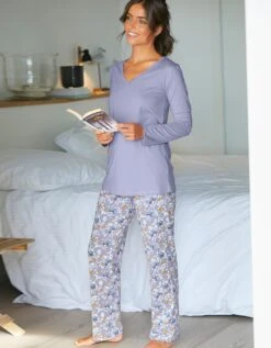 Pantalon Pyjama Coton Imprimé "pétales" 13 Pantalon Pyjama Coton Imprimé "pétales" -Élégance Nuit Soldes Boutique 703624 C02 zoomx vue7