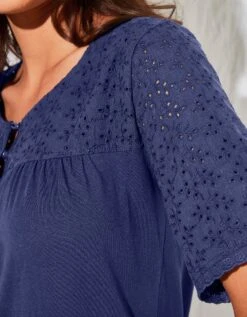 Chemise De Nuit Longue Coton Et Broderie Anglaise -Élégance Nuit Soldes Boutique 703628 C02 zoomx vue4