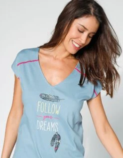 Pyjama Coton Imprimé "plumes" -Élégance Nuit Soldes Boutique 703653 C01 zoomx vue3