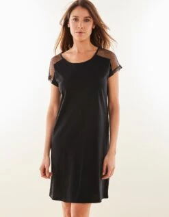 Chemise De Nuit Viscose Et Plumetis