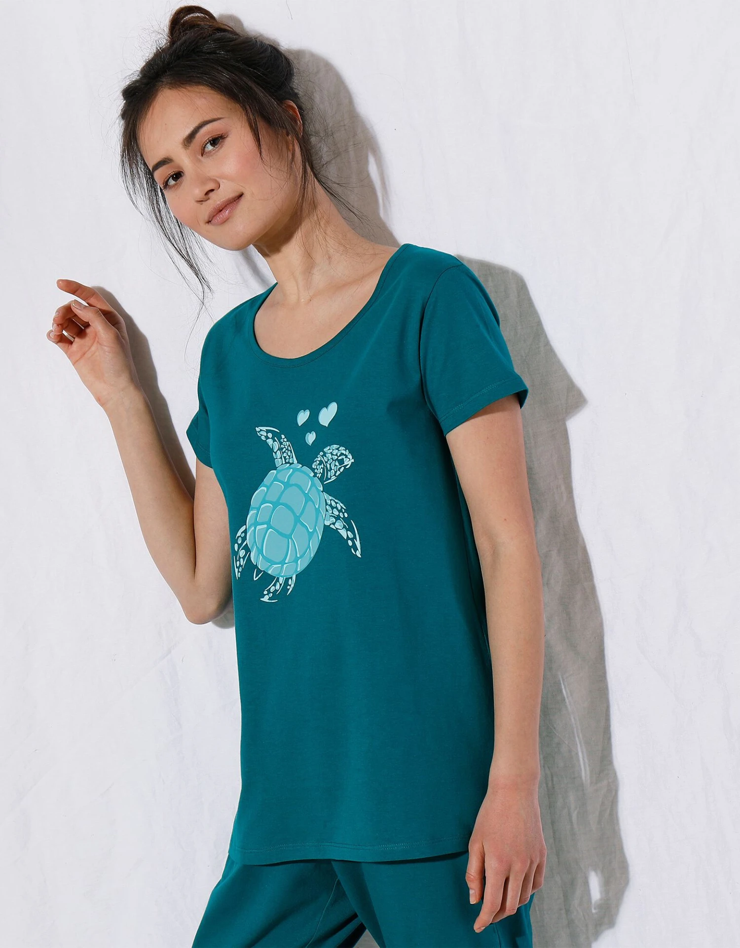 Pyjacourt Coton Manches Courtes Imprimé Placé « tortue De Mer » 3 Pyjacourt Coton Manches Courtes Imprimé Placé « tortue De Mer » – Image 3