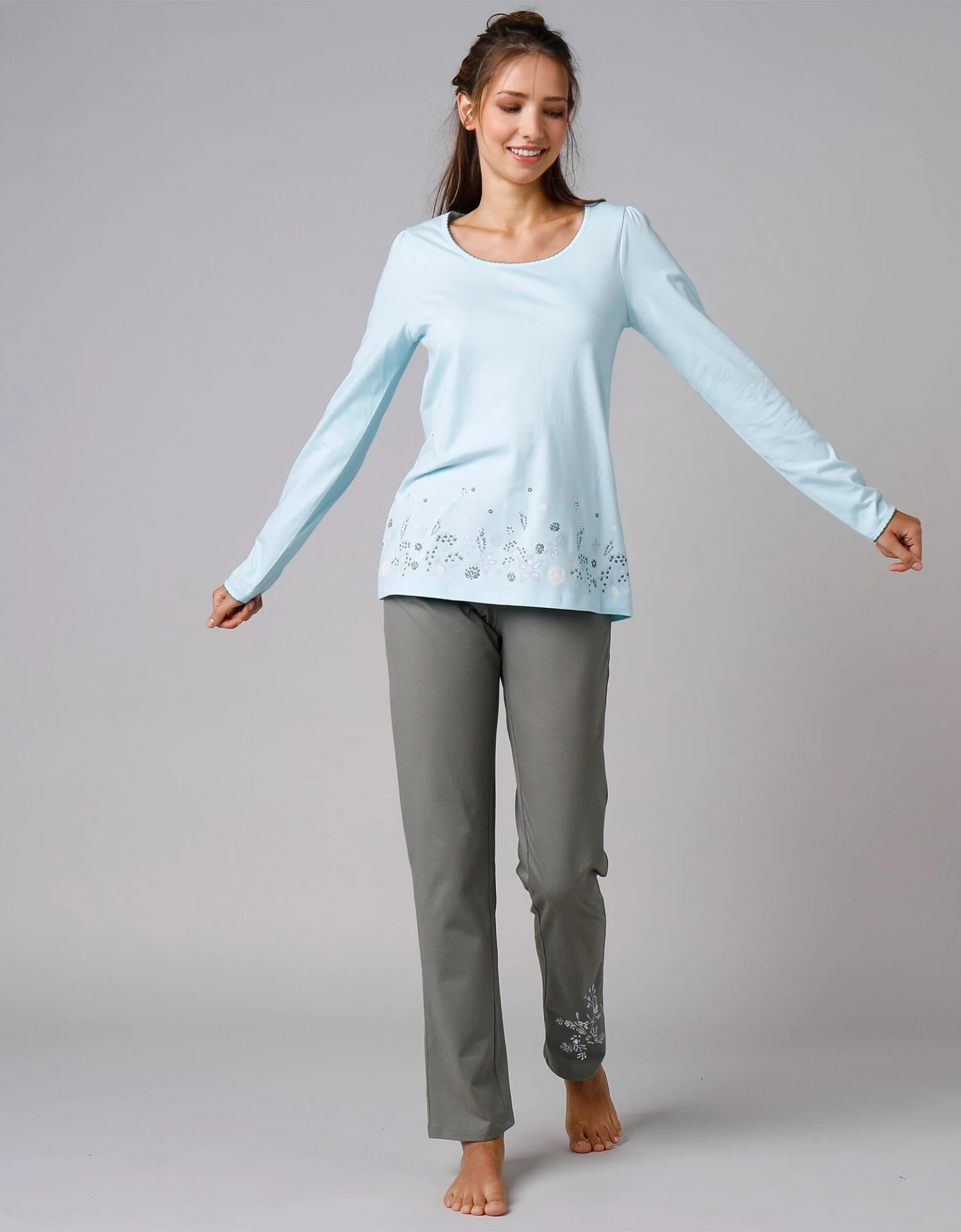 Tee-shirt De Pyjama Manches Longues Imprimé Base Fleurs 5 Tee-shirt De Pyjama Manches Longues Imprimé Base Fleurs – Image 5