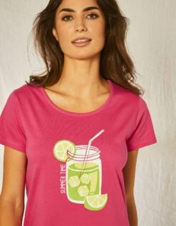 Chemise De Nuit Courte En Coton Motif Limonade Manches Courtes -Élégance Nuit Soldes Boutique 703683 C01 zoomx vue5