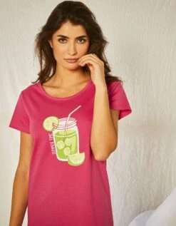 Chemise De Nuit Courte En Coton Motif Limonade Manches Courtes -Élégance Nuit Soldes Boutique 703683 C01 zoomx vue7