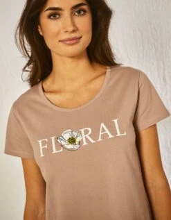 Chemise De Nuit Courte Manches Courtes En Coton Motif Floral -Élégance Nuit Soldes Boutique 703693 C01 zoomx vue3