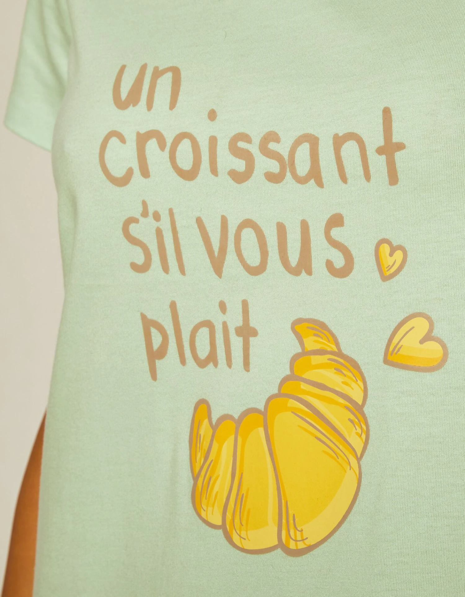 Chemise De Nuit Courte En Coton Motif Croissant Manches Courtes 5 Chemise De Nuit Courte En Coton Motif Croissant Manches Courtes – Image 5