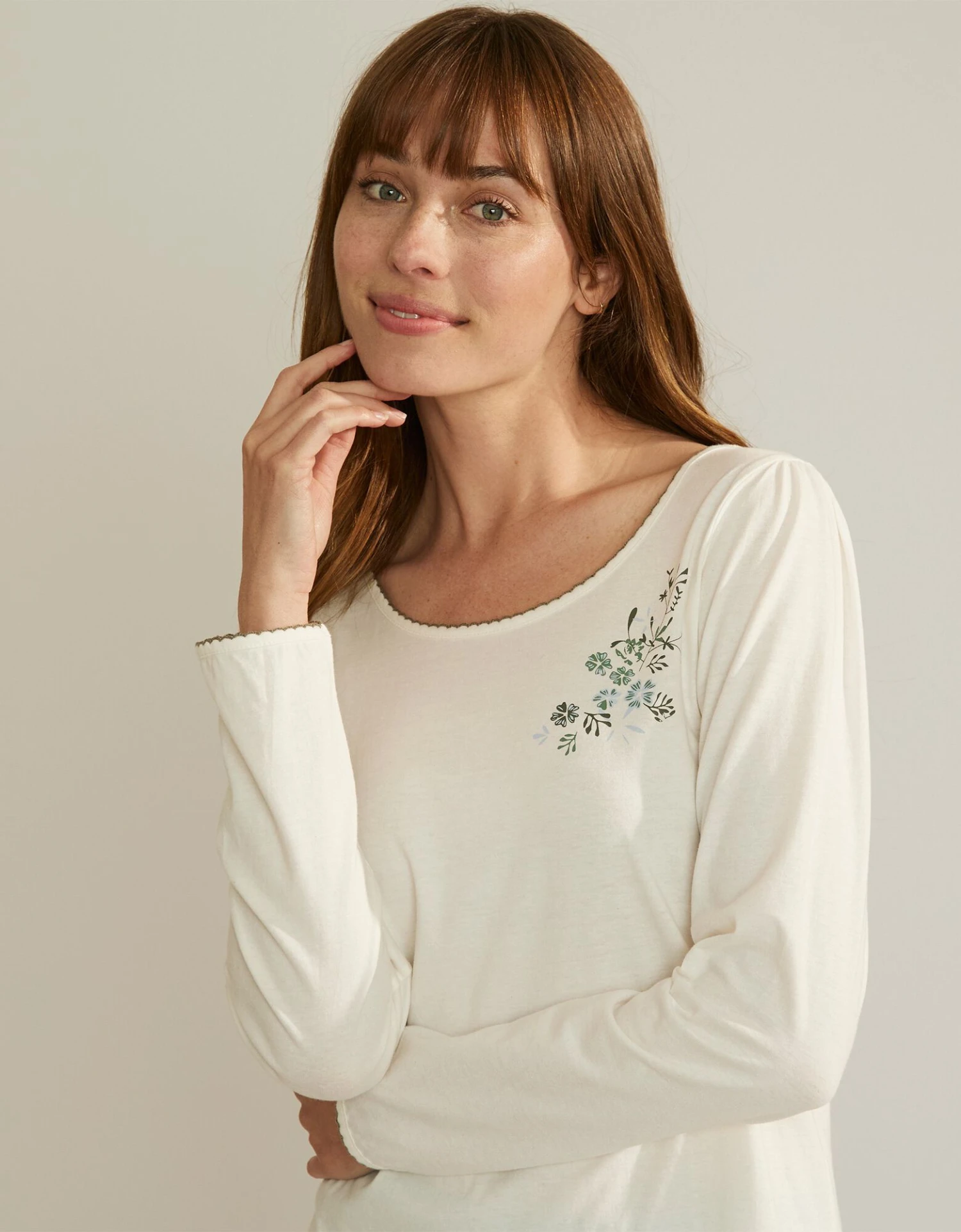 Tee-shirt De Pyjama Manches Longues Imprimé Placé Fleurs 2 Tee-shirt De Pyjama Manches Longues Imprimé Placé Fleurs – Image 2