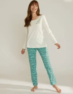 Tee-shirt De Pyjama Manches Longues Imprimé Placé Fleurs 7 Tee-shirt De Pyjama Manches Longues Imprimé Placé Fleurs -Élégance Nuit Soldes Boutique 703701 C00 zoomx vue4