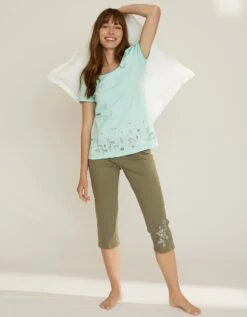 Pantacourt De Pyjama Imprimé Placé Fleurs 12 Pantacourt De Pyjama Imprimé Placé Fleurs -Élégance Nuit Soldes Boutique 703702 C00 zoomx vue6