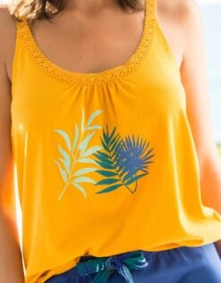 Top De Pyjama En Coton Et Macramé - Uni Tropical -Élégance Nuit Soldes Boutique 703735 C00 zoomx vue6