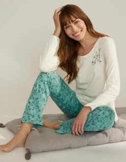 Pantalon De Pyjama Imprimé Fleurs -Élégance Nuit Soldes Boutique 703738 C00 zoomx vue3