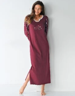 Chemise De Nuit Imprimée Fleurs - Manches Longues