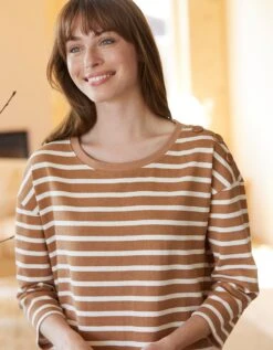 Chemise De Nuit Molleton Rayé Fluide -Élégance Nuit Soldes Boutique 703798 C01 zoomx vue3