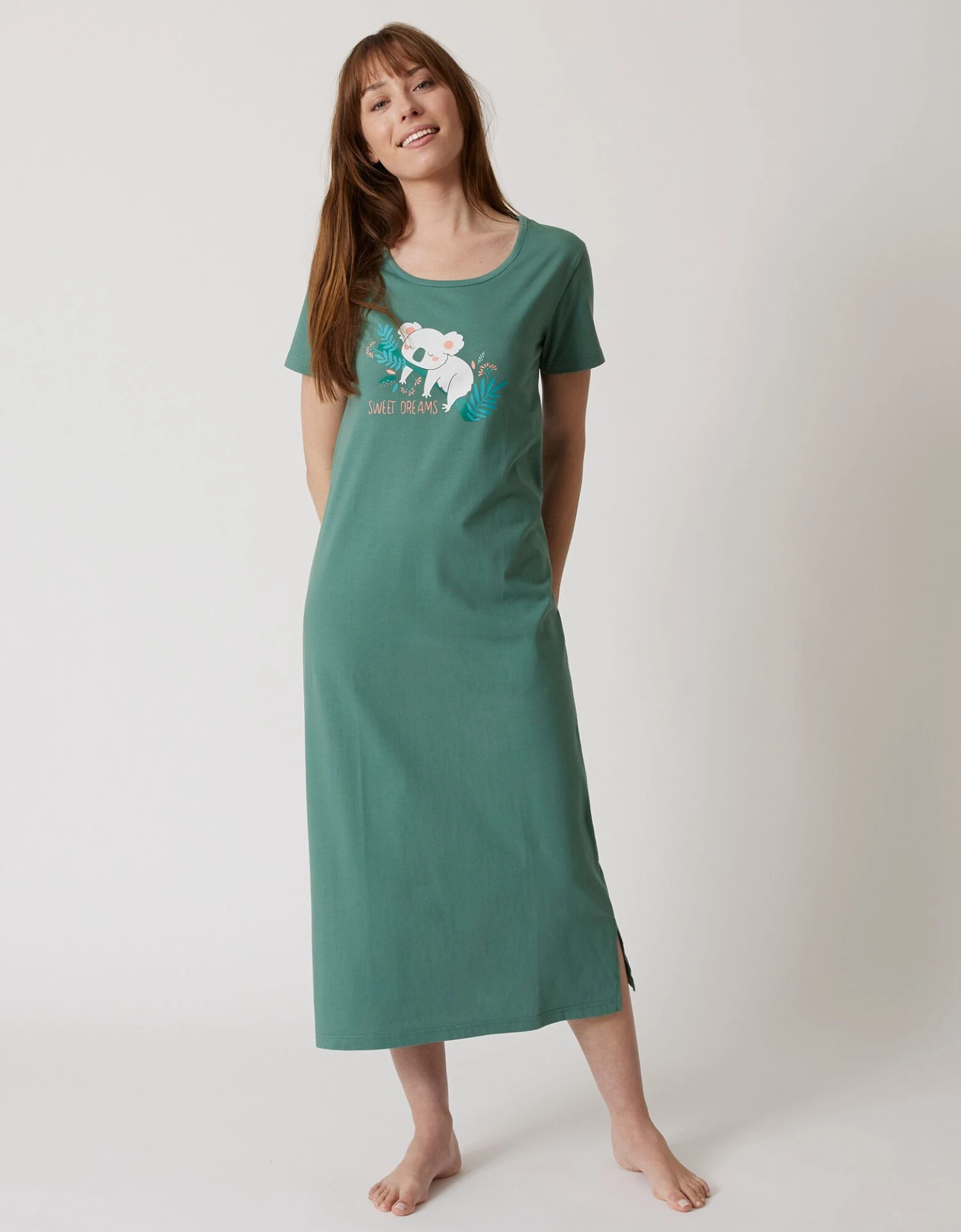 Chemise De Nuit Longue À Manches Courtes Imprimé Koala 1 Chemise De Nuit Longue À Manches Courtes Imprimé Koala