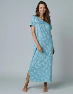 Chemise De Nuit Longue Manches Courtes Imprimée "papillons"