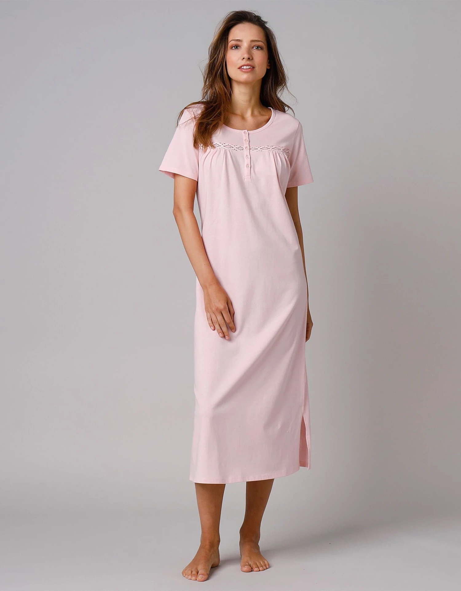 Chemise De Nuit Longue Manches Courtes Unie 1 Chemise De Nuit Longue Manches Courtes Unie