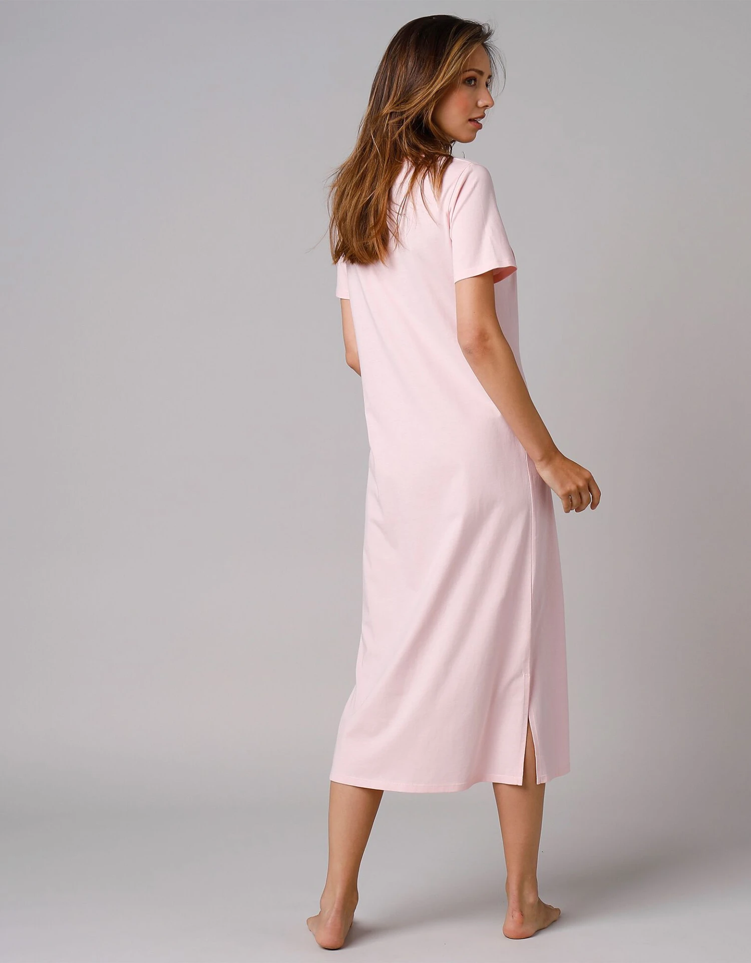 Chemise De Nuit Longue Manches Courtes Unie 3 Chemise De Nuit Longue Manches Courtes Unie – Image 3