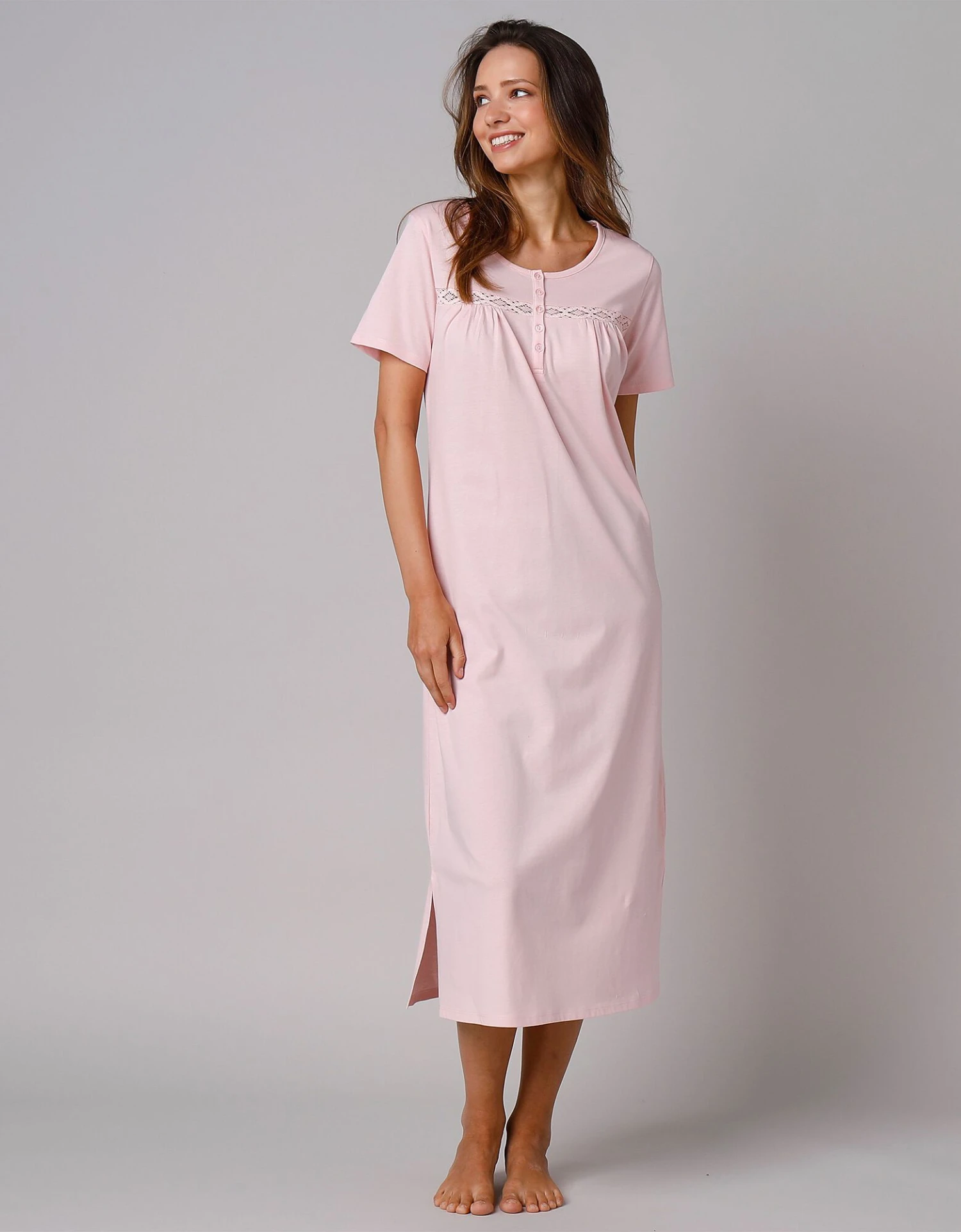 Chemise De Nuit Longue Manches Courtes Unie 5 Chemise De Nuit Longue Manches Courtes Unie – Image 5