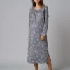 Chemise De Nuit Longue Manches Longues Imprimée "roses"