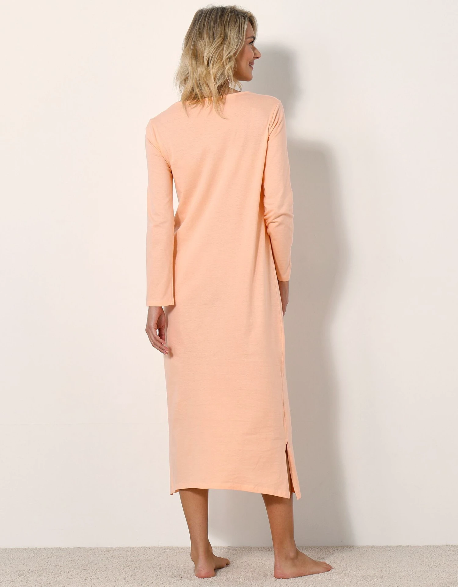 Chemise De Nuit Longue Manches Longues Unie 3 Chemise De Nuit Longue Manches Longues Unie – Image 3