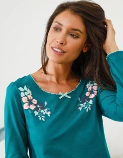 Tee-shirt Col Imprimé Bucolique - Manches Longues 6 Tee-shirt Col Imprimé Bucolique - Manches Longues -Élégance Nuit Soldes Boutique 703845 C00 zoomx vue3