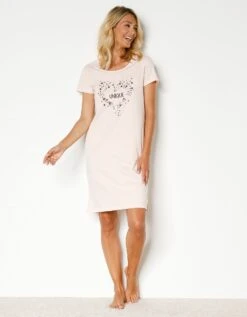 Chemise De Nuit Courte Manches Courtes Motif Unique