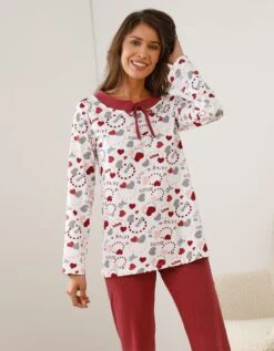 Pyjama Femme Imprimé "coeurs" -Élégance Nuit Soldes Boutique 703864 C03 zoomx vue4