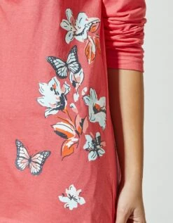 T-shirt Pyjama Manches Longues Imprimé Placé Papillons -Élégance Nuit Soldes Boutique 703913 C04 zoomx vue7