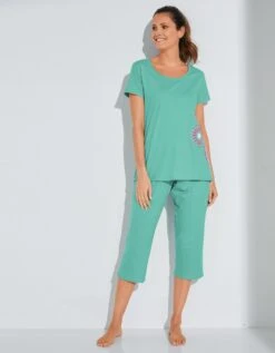 Pyjacourt Imprimé Rosaces - Coton Jersey -Élégance Nuit Soldes Boutique 703927 C02 zoomx vue3