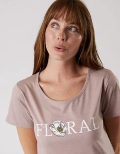 Chemise De Nuit Longue Manches Courtes En Coton Motif "Floral" -Élégance Nuit Soldes Boutique 703934 C01 zoomx vue3