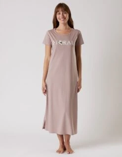 Chemise De Nuit Longue Manches Courtes En Coton Motif "Floral" -Élégance Nuit Soldes Boutique 703934 C01 zoomx vue4