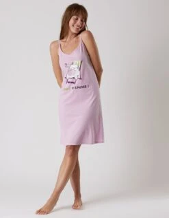 Nuisette Coton Fines Bretelles Imprimée "chat"