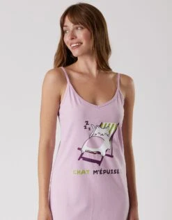 Nuisette Coton Fines Bretelles Imprimée "chat" -Élégance Nuit Soldes Boutique 703959 C01 zoomx vue5