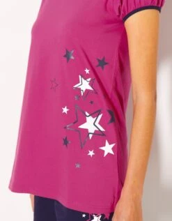 Tee-shirt Manches Courtes Uni + étoiles - Jersey Coton -Élégance Nuit Soldes Boutique 703968 C01 zoomx vue3