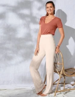 Pantalon Large Maille Côtelée Taille élastiquée 8 Pantalon Large Maille Côtelée Taille élastiquée -Élégance Nuit Soldes Boutique 703981 C02 zoomx vue3