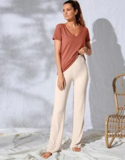 Pantalon Large Maille Côtelée Taille élastiquée 10 Pantalon Large Maille Côtelée Taille élastiquée -Élégance Nuit Soldes Boutique 703981 C02 zoomx vue5