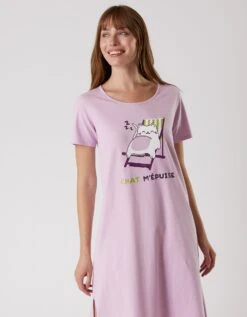 Chemise De Nuit Courte Manches Courtes – Imprimé "Chat" 8 Chemise De Nuit Courte Manches Courtes – Imprimé "Chat" -Élégance Nuit Soldes Boutique 703987 C01 zoomx vue4