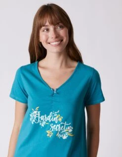 Tee-shirt Pyjama Manches Courtes Imprimé "jardin Secret" -Élégance Nuit Soldes Boutique 703992 C00 zoomx vue4