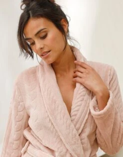 Peignoir Court Texturé En Polaire Peluche -Élégance Nuit Soldes Boutique 704504 C01 zoomx vue6