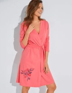 Peignoir Coton Imprimé Placé "bouquet